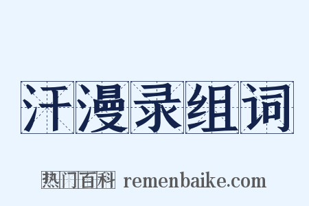 汗漫录组词是什么意思的图片